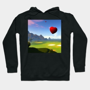 Valentine Wall Art - Two hearts flying - Unique Valentine Fantasy Planet Landsape - Photo print, canvas, artboard print, Canvas Print and T shirt Hoodie